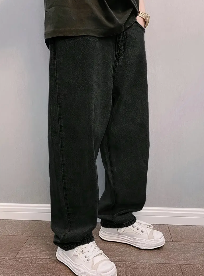 Loose Fit Jeans - Herren Stonewash Hip Hop Baggy Jeans-HauteBerlin