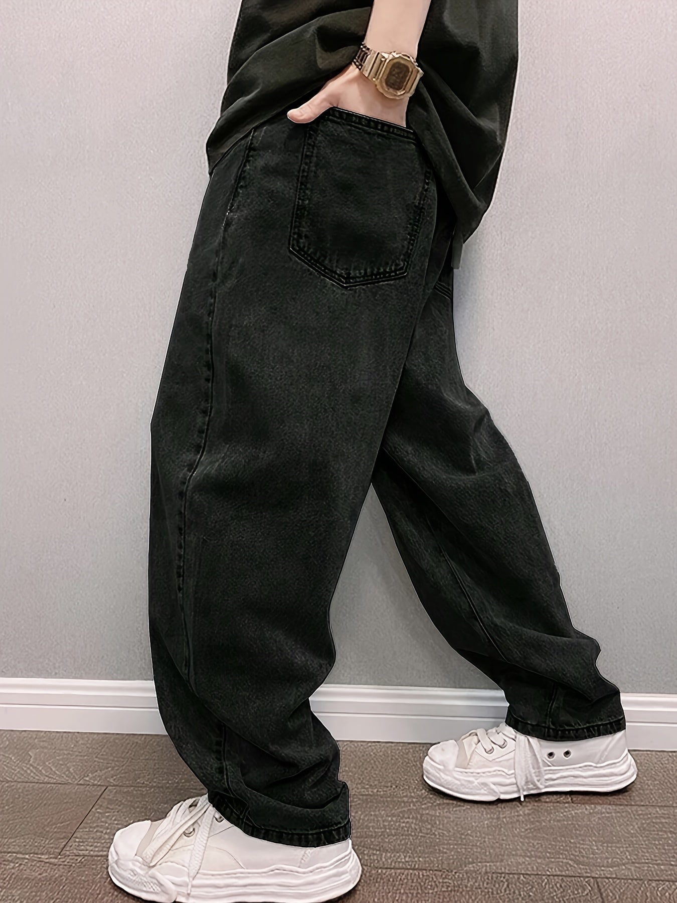 Loose Fit Jeans - Herren Stonewash Hip Hop Baggy Jeans-HauteBerlin