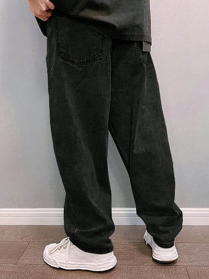 Loose Fit Jeans - Herren Stonewash Hip Hop Baggy Jeans-HauteBerlin
