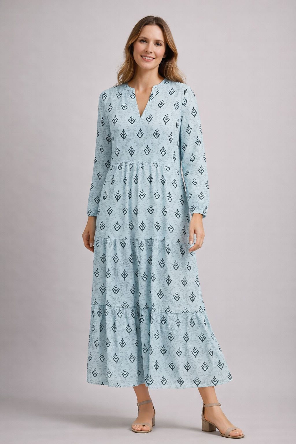 Maxikleid – Lässiges Sommerkleid mit langen Ärmeln-HauteBerlin