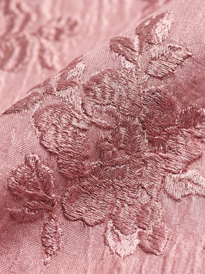 Maxikleid – Puffärmel – Mit Gürtel – Rosa Kleid – Kleid mit Knopfleiste-HauteBerlin