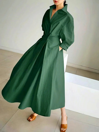Meluría – Elegantes Damen Kleid mit Langen Ärmeln & Fließender Silhouette-HauteBerlin