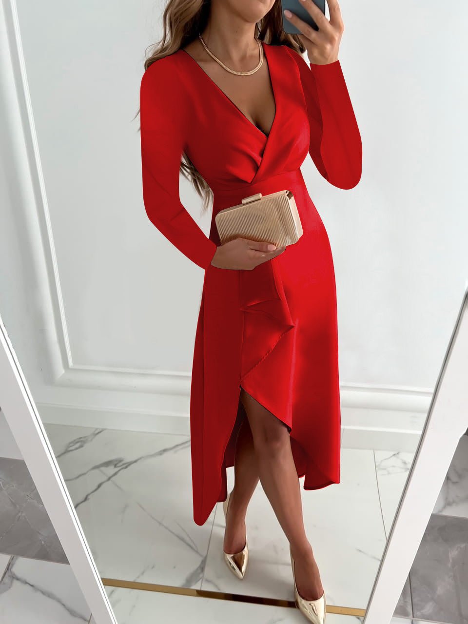 Calistéra – Eleganter Stoff für Damenkleider-Rot-S-HauteBerlin