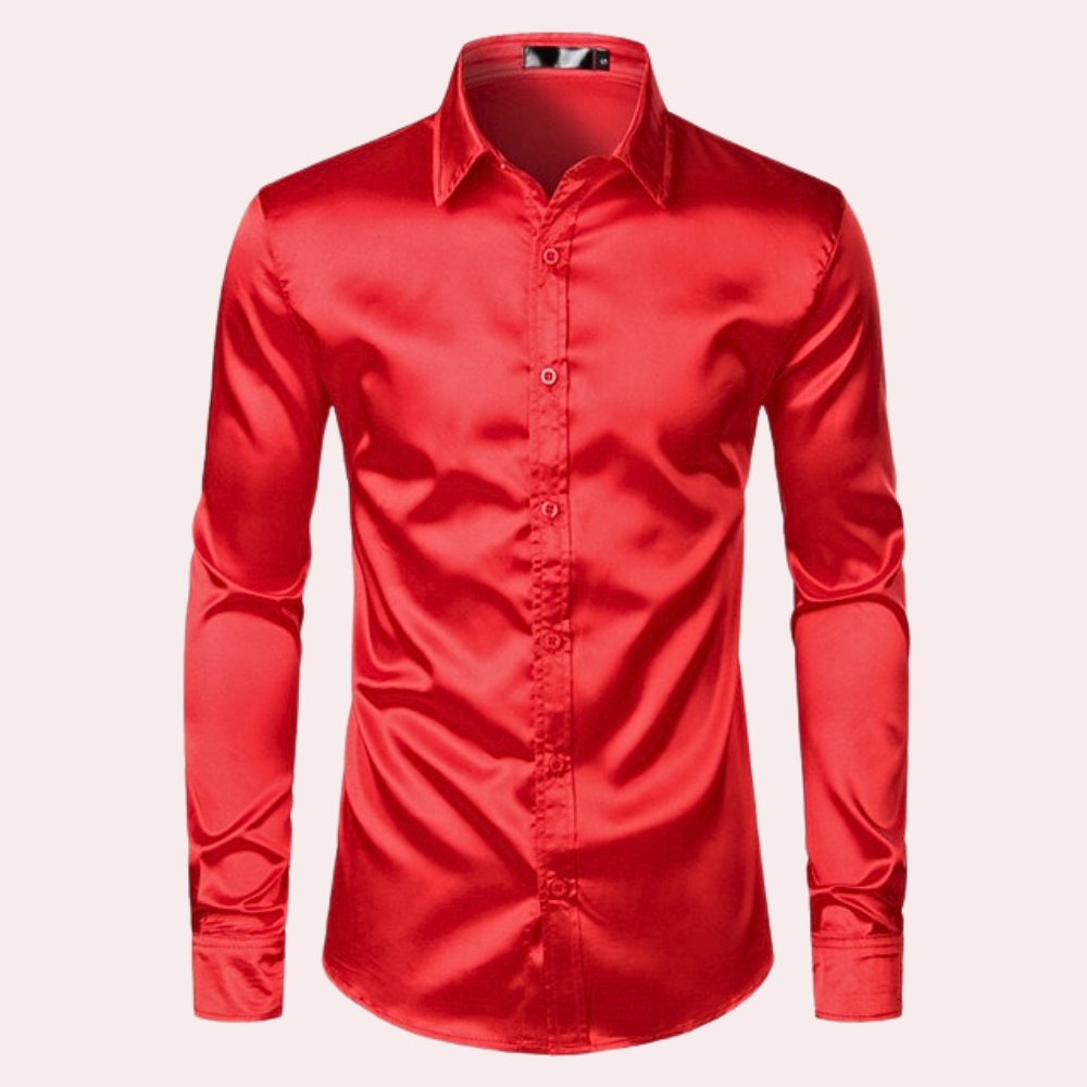 Oberhemd | Glänzend | Slim Fit | Hemd mit Knöpfen | Herrenhemden-HauteBerlin