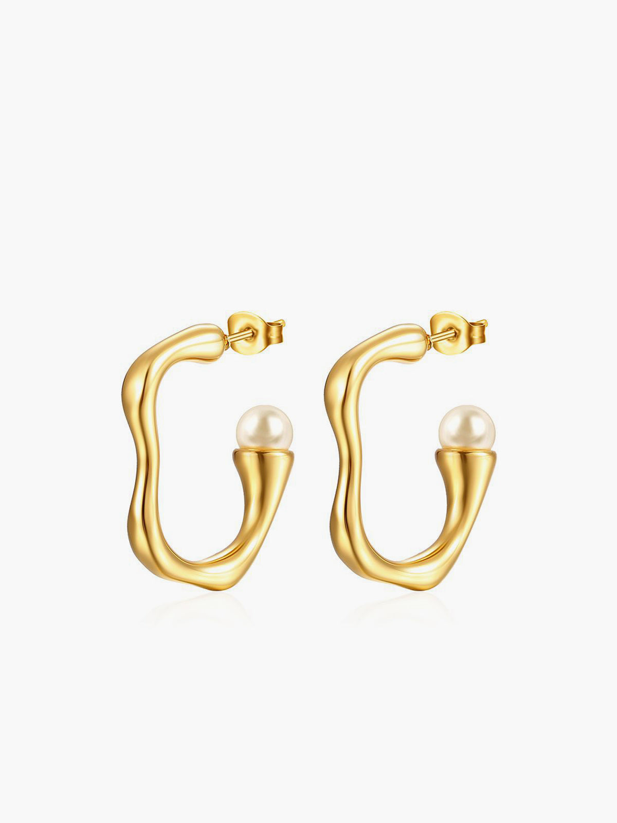 Offener Creolen-Ohrring | Ohrstecker | Perle | Goldene Ohrringe | Damen-Ohrringe-HauteBerlin