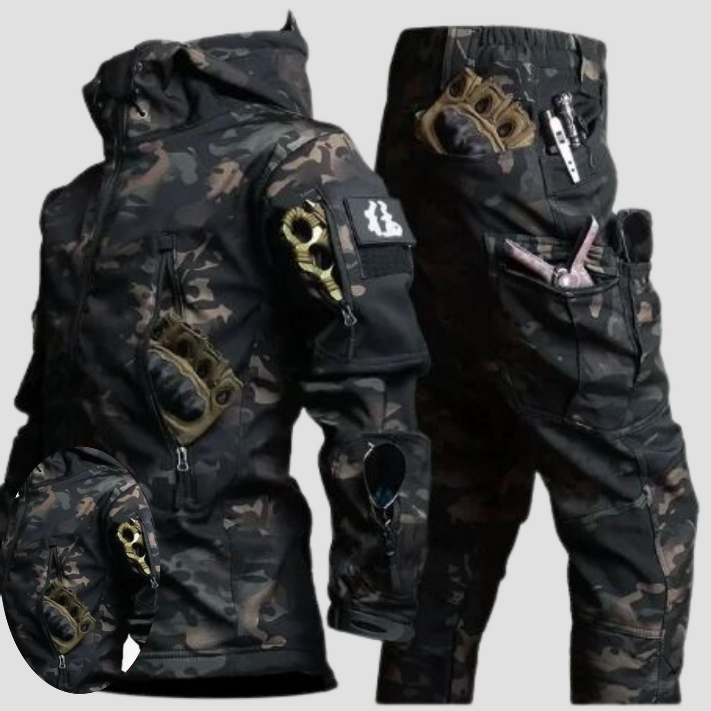 Outdoorbekleidung - Winter - Camouflage - Taktische Jacke - Herren Cargo Hose-HauteBerlin