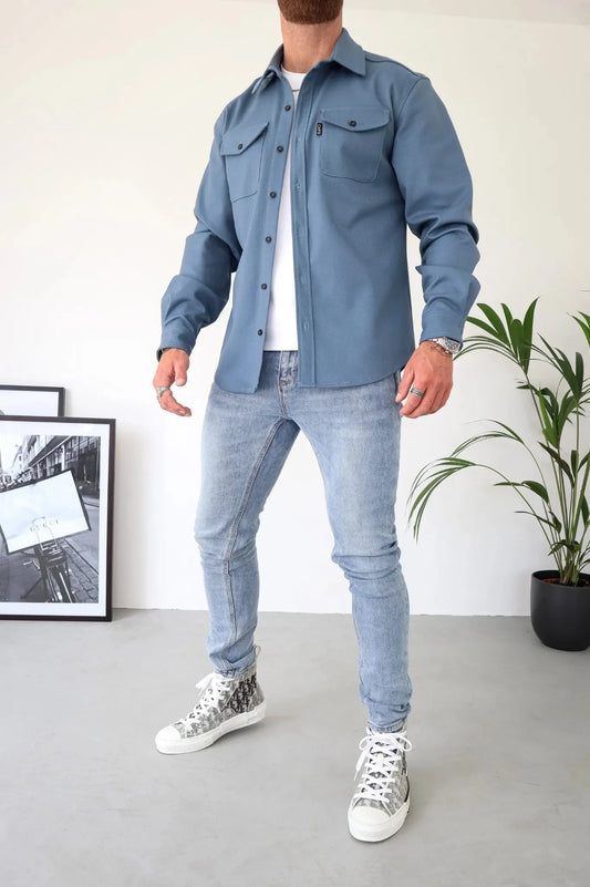 OverShirt - Herren Button-Up Langarm Shirt Jacke mit Brusttaschen-HauteBerlin