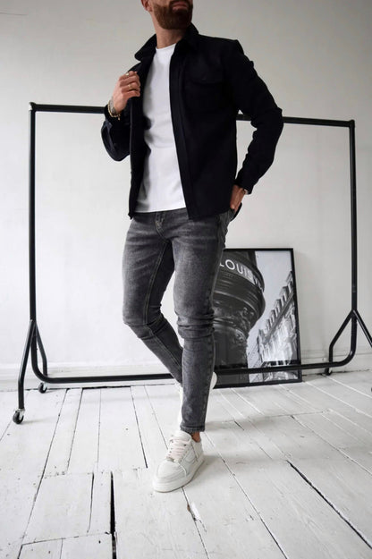 Overshirt – Langärmliges Herrenhemd mit Brusttaschen und Knöpfen-HauteBerlin
