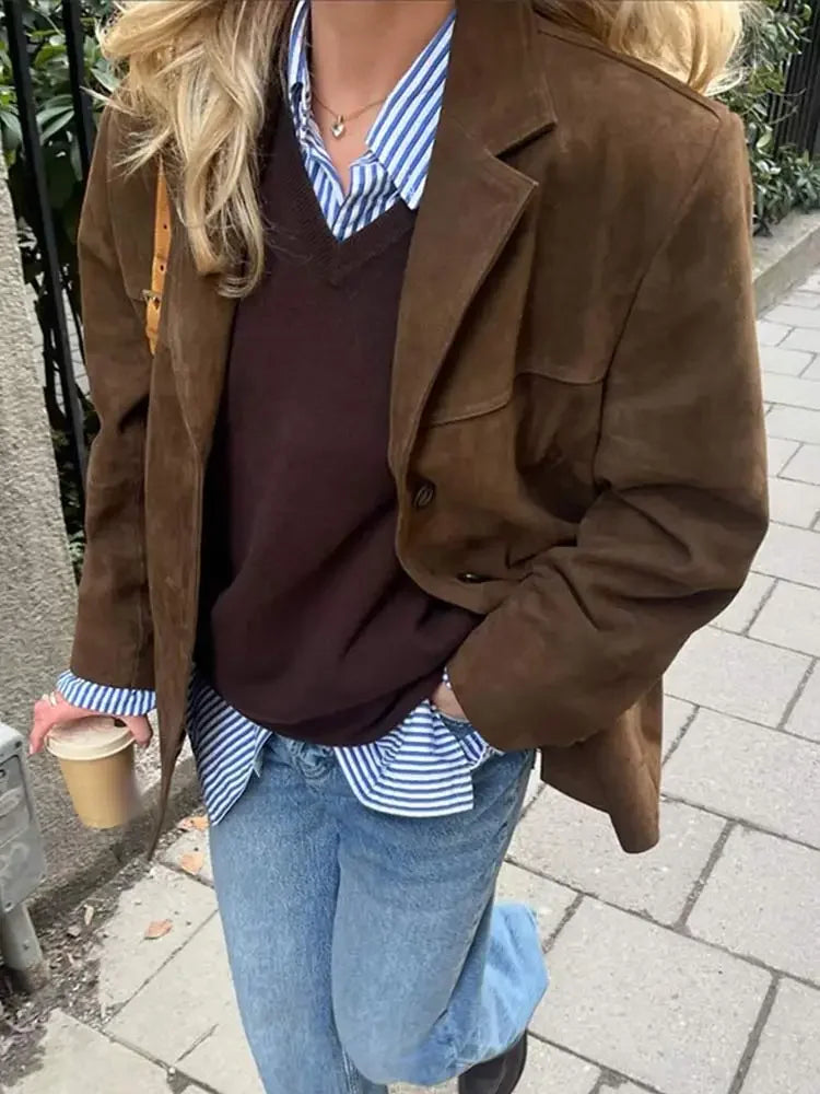Oversized-Jacke – Braun – Vintage – Blazerjacke – Damenjacke-HauteBerlin
