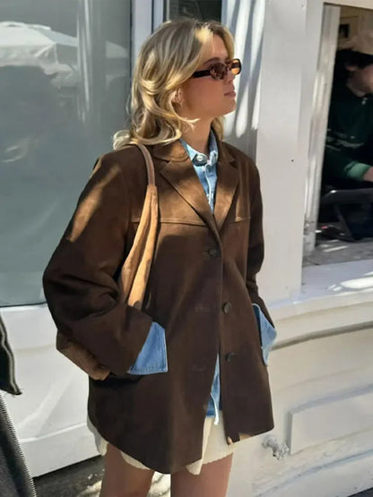 Oversized-Jacke – Braun – Vintage – Blazerjacke – Damenjacke-HauteBerlin