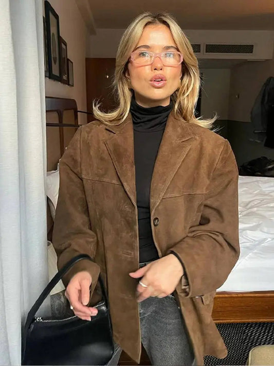 Oversized-Jacke – Braun – Vintage – Blazerjacke – Damenjacke-HauteBerlin