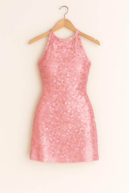 Paillettenkleid | Rosa | Ärmellos | Minikleid | Partykleid-HauteBerlin