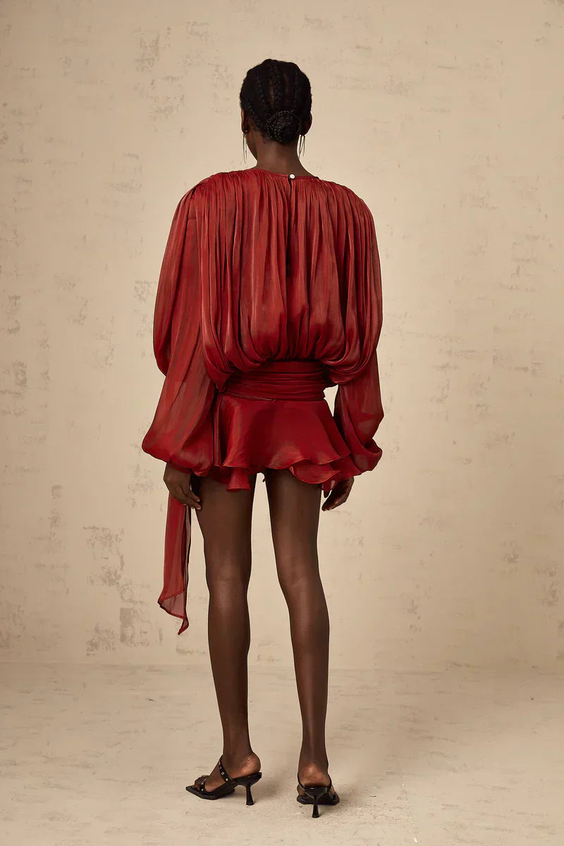 Plissee-Kleid - Langärmeliges Minikleid für Frauen-HauteBerlin