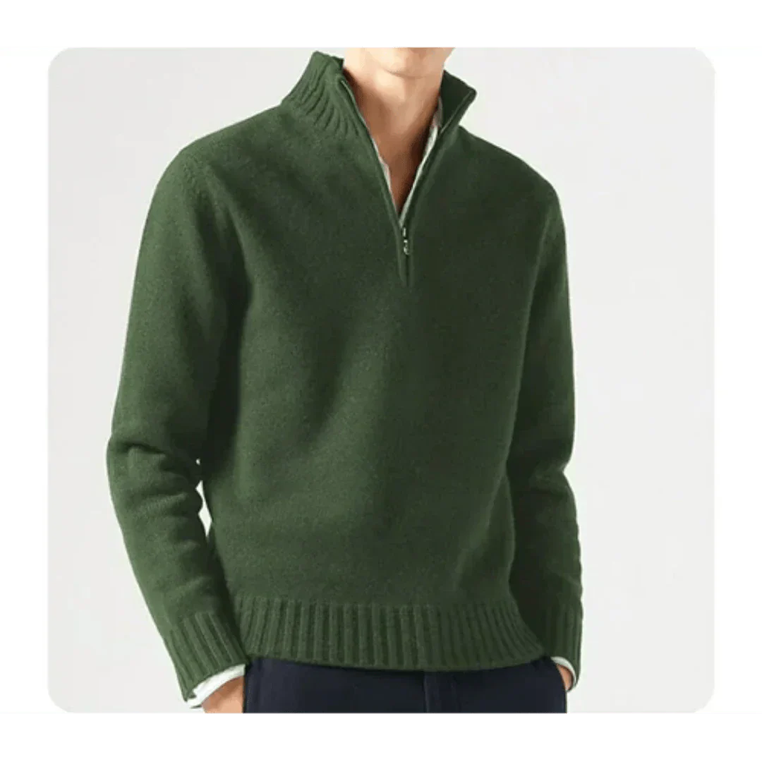 Polo Pullover - Herren Strickpullover mit viertel Reißverschluss Pullover-HauteBerlin