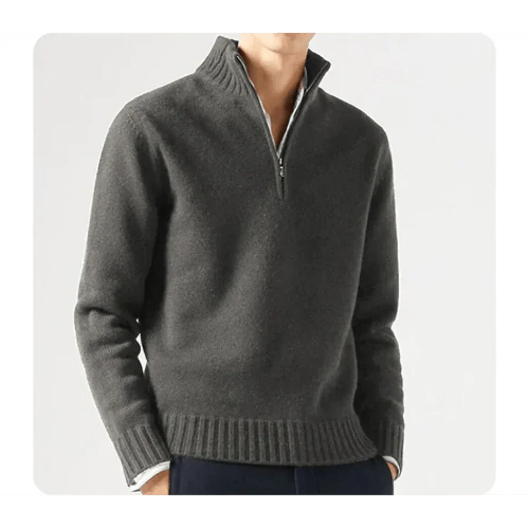 Polo Pullover - Herren Strickpullover mit viertel Reißverschluss Pullover-HauteBerlin