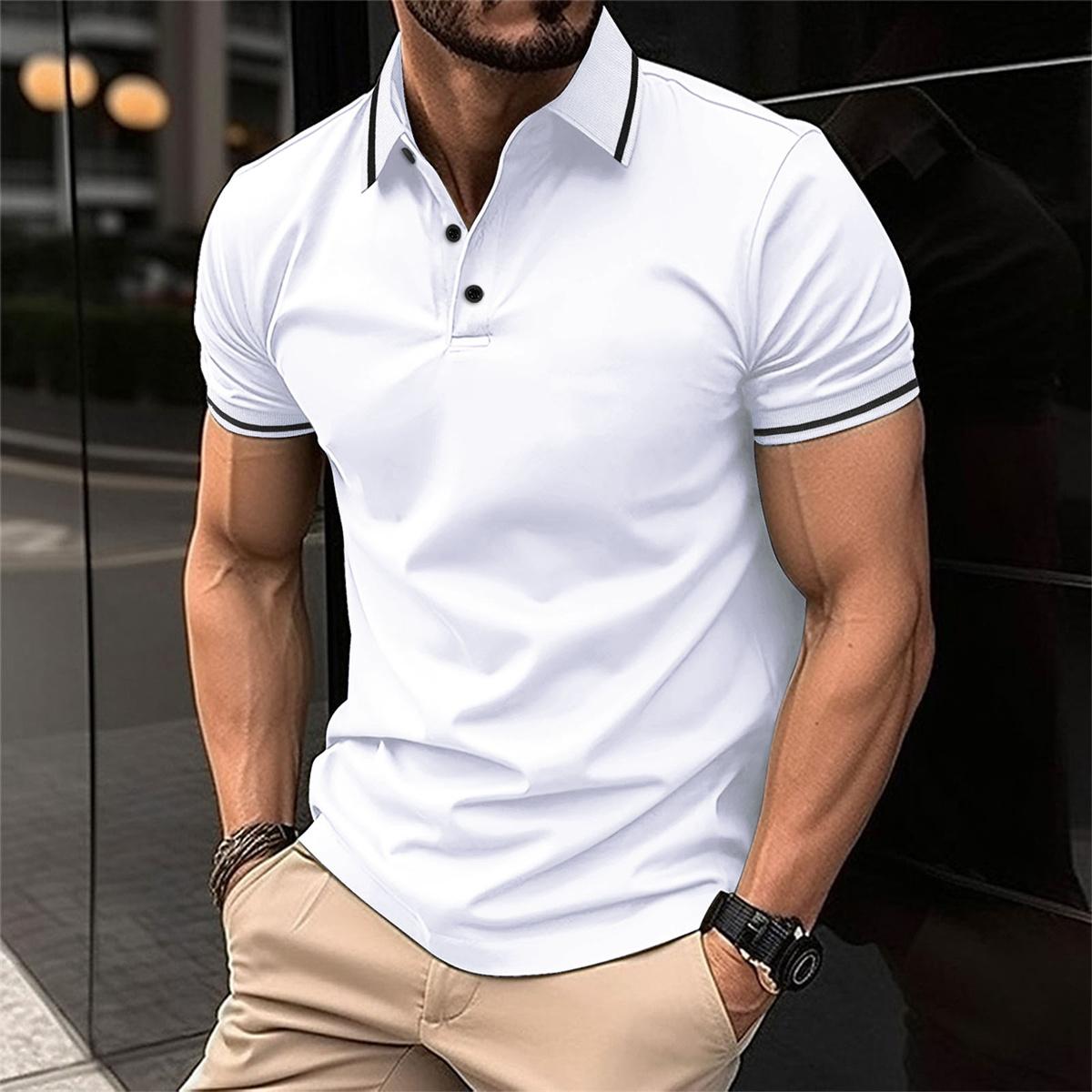 Polo-Shirt – Herren-Polohemd mit Knöpfen, Kragen und kurzen Ärmeln-HauteBerlin