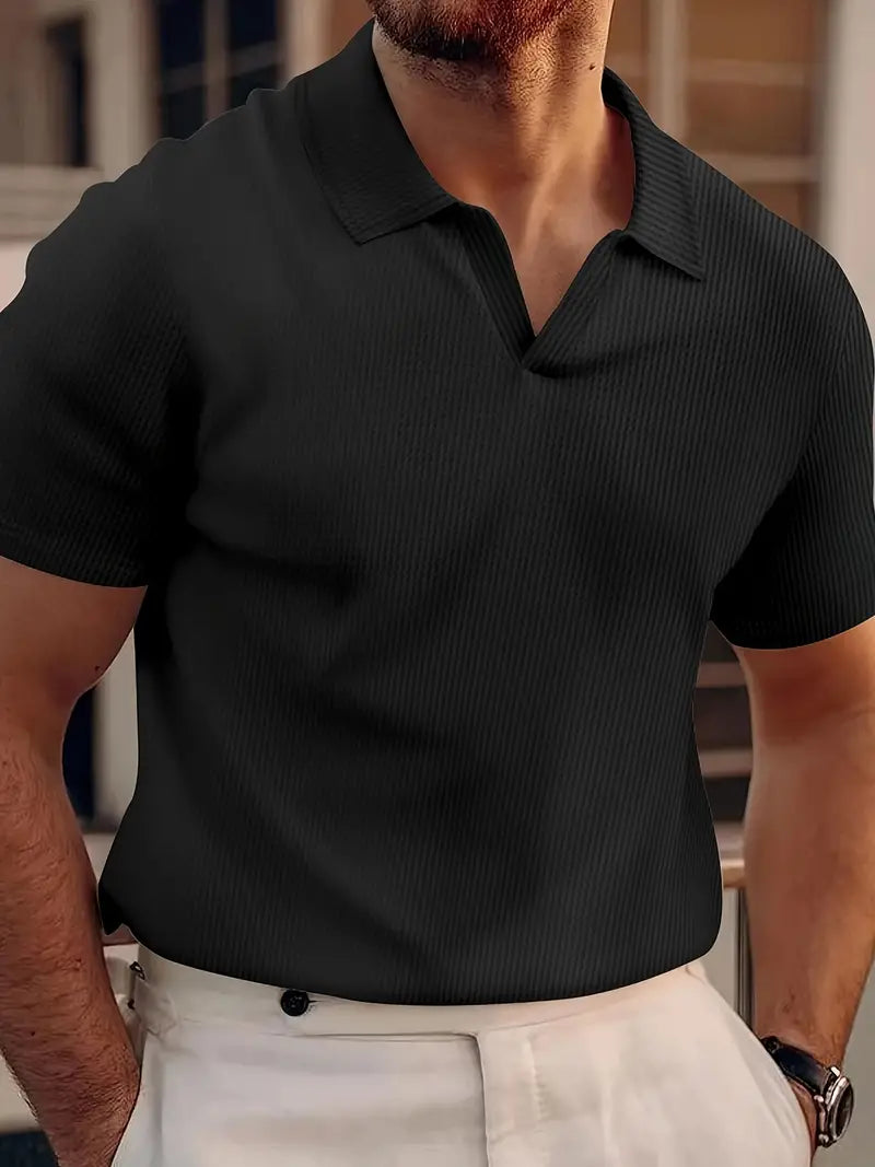 Polo-Shirt – Herren-Polohemd mit Kragen, V-Ausschnitt und kurzen Ärmeln-HauteBerlin