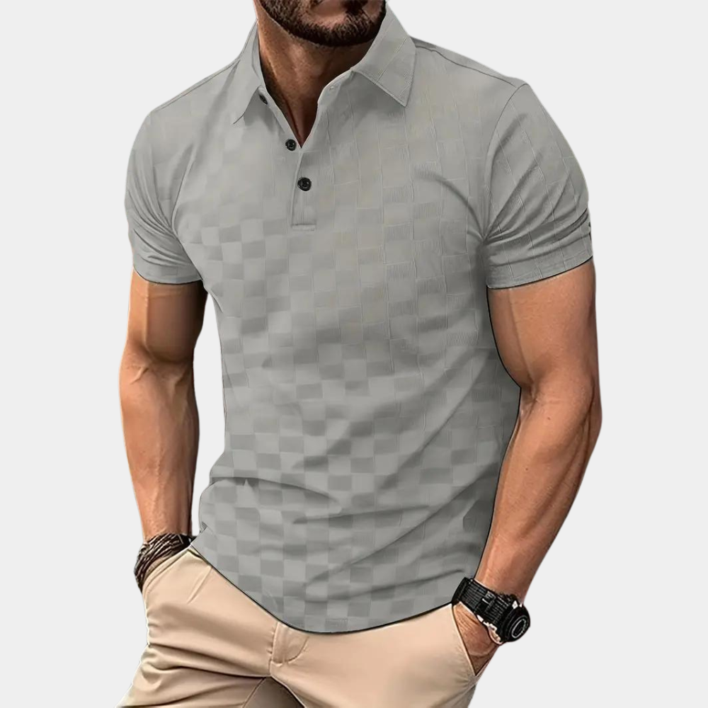 Polo-Shirt – Herren-Polohemd mit kurzen Ärmeln und Viertelknopfleiste-HauteBerlin