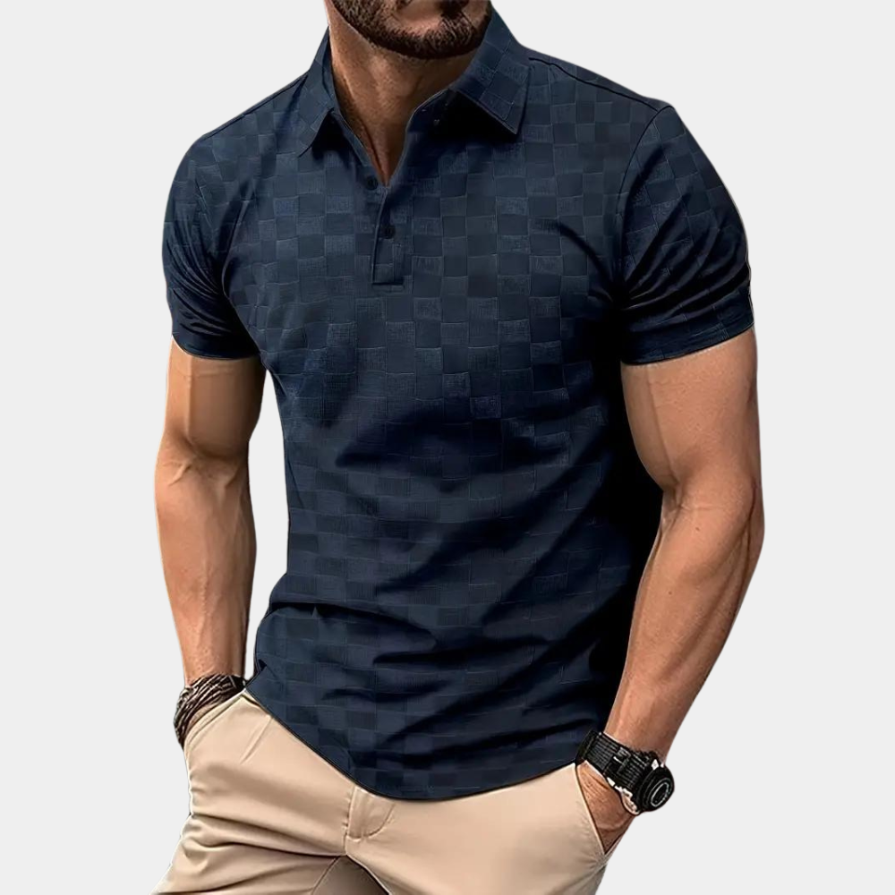 Polo-Shirt – Herren-Polohemd mit kurzen Ärmeln und Viertelknopfleiste-HauteBerlin