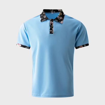 Polo-T-Shirt | Blumenmuster | Kurzarm | Polohemden | Herrenbekleidung-HauteBerlin