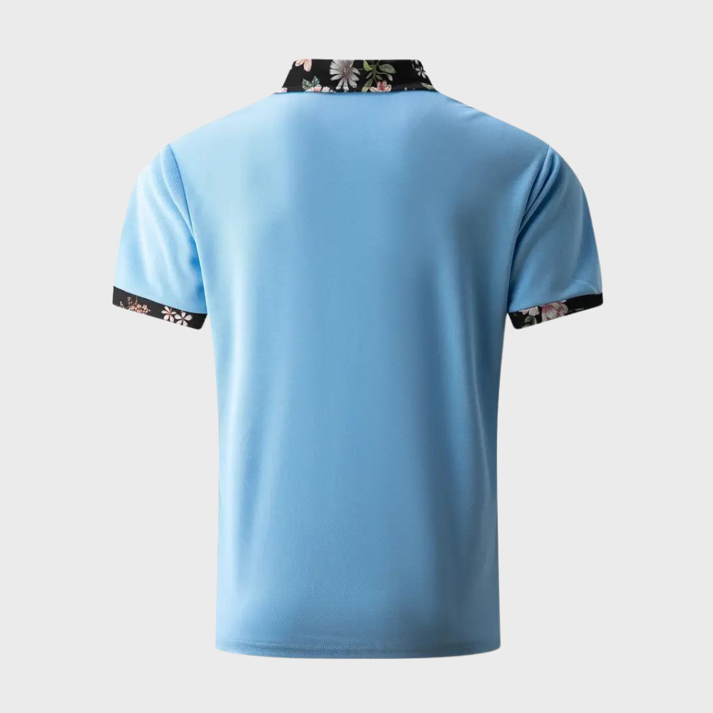 Polo-T-Shirt | Blumenmuster | Kurzarm | Polohemden | Herrenbekleidung-HauteBerlin