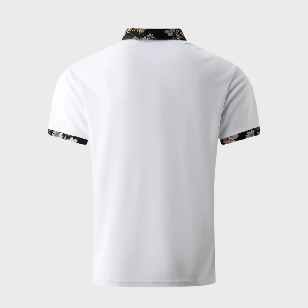 Polo-T-Shirt | Blumenmuster | Kurzarm | Polohemden | Herrenbekleidung-HauteBerlin