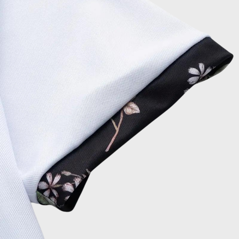 Polo-T-Shirt | Blumenmuster | Kurzarm | Polohemden | Herrenbekleidung-HauteBerlin