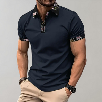 Polo-T-Shirt | Blumenmuster | Kurzarm | Polohemden | Herrenbekleidung-HauteBerlin