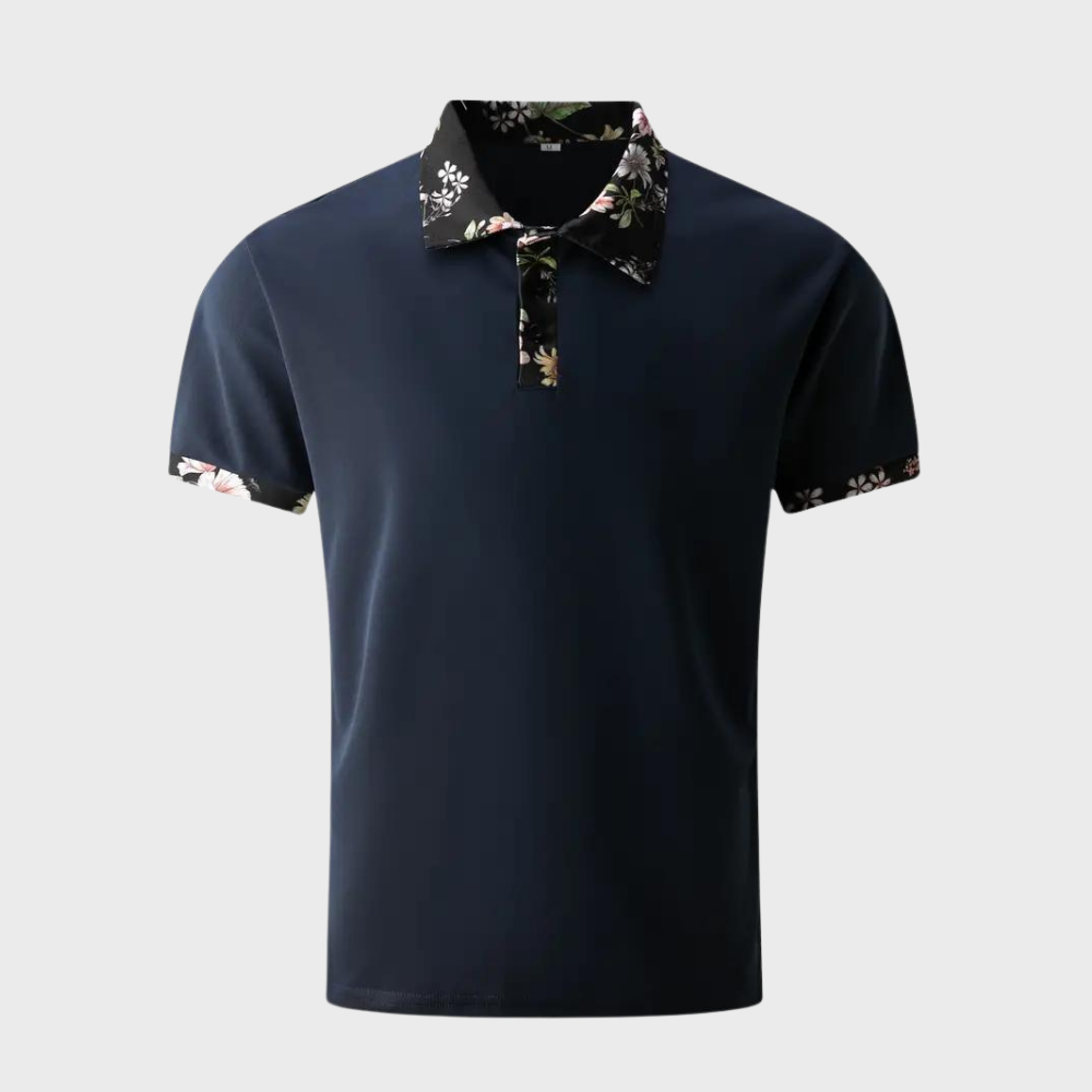 Polo-T-Shirt | Blumenmuster | Kurzarm | Polohemden | Herrenbekleidung-HauteBerlin