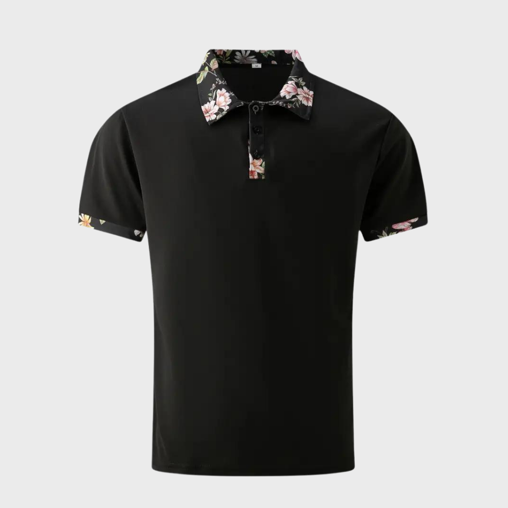 Polo-T-Shirt | Blumenmuster | Kurzarm | Polohemden | Herrenbekleidung-HauteBerlin