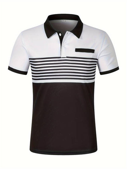 Polo T-Shirt | Gestreift | Kurzarm | Poloshirts | Herrenhemden-HauteBerlin
