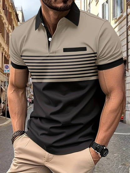 Polo T-Shirt | Gestreift | Kurzarm | Poloshirts | Herrenhemden-HauteBerlin