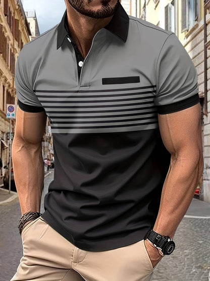 Polo T-Shirt | Gestreift | Kurzarm | Poloshirts | Herrenhemden-HauteBerlin