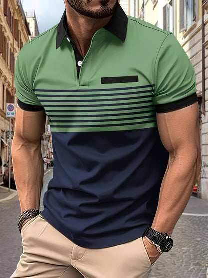 Polo T-Shirt | Gestreift | Kurzarm | Poloshirts | Herrenhemden-HauteBerlin