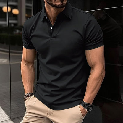 Polo-T-Shirt – Herren-Kurzarm-Polohemd mit Umlegekragen und Knopfleiste-HauteBerlin