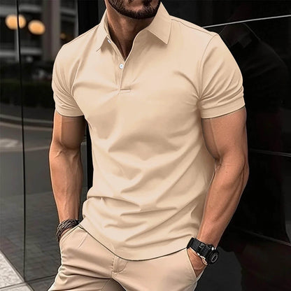 Polo-T-Shirt – Herren-Kurzarm-Polohemd mit Umlegekragen und Knopfleiste-HauteBerlin