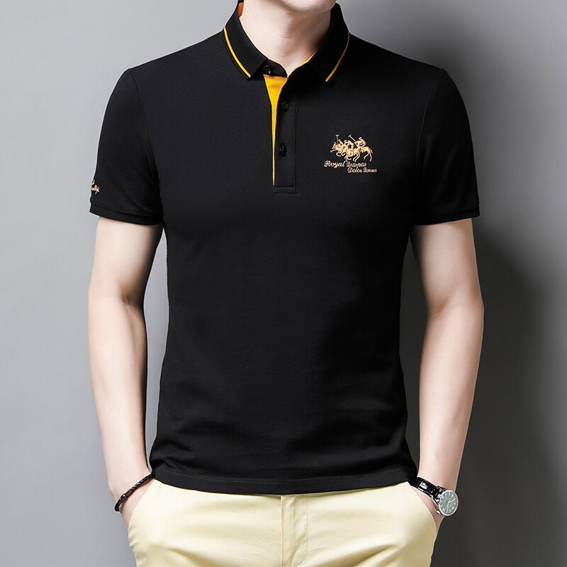 Polo-T-Shirt – Herren-Polohemd mit halben Ärmeln und Knöpfen aus Leinen-HauteBerlin