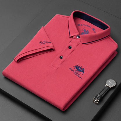 Polo-T-Shirt – Herren-Polohemd mit halben Ärmeln und Knöpfen aus Leinen-HauteBerlin