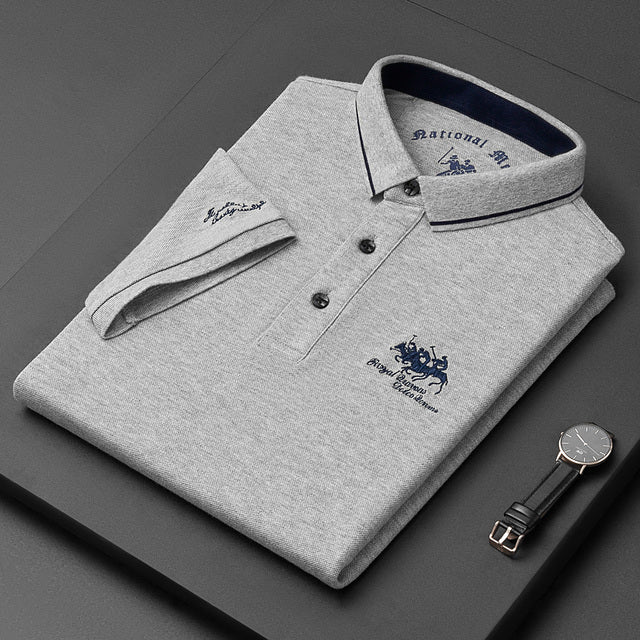 Polo-T-Shirt – Herren-Polohemd mit halben Ärmeln und Knöpfen aus Leinen-HauteBerlin