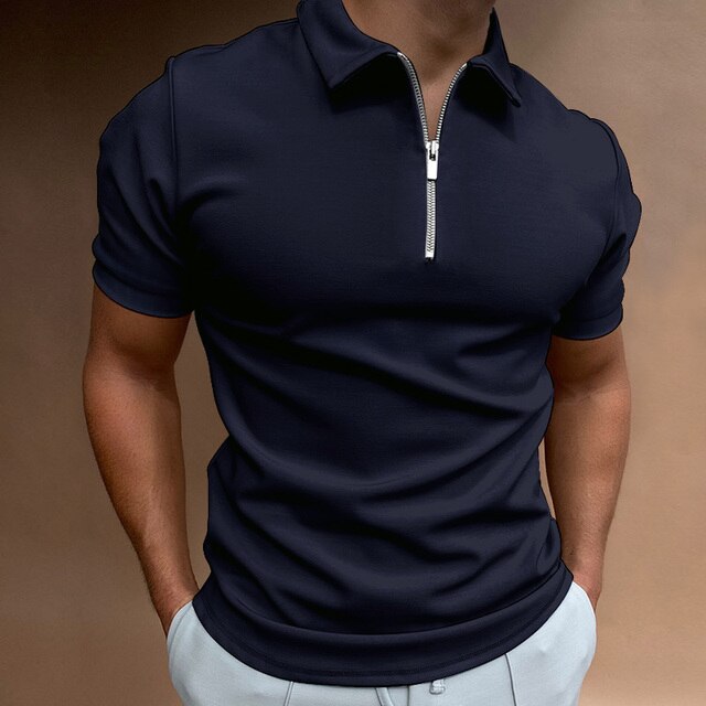 Polo-T-Shirt – Kurzarm – halblanger Reißverschluss – Polo-Shirts – Herren-T-Shirt-HauteBerlin