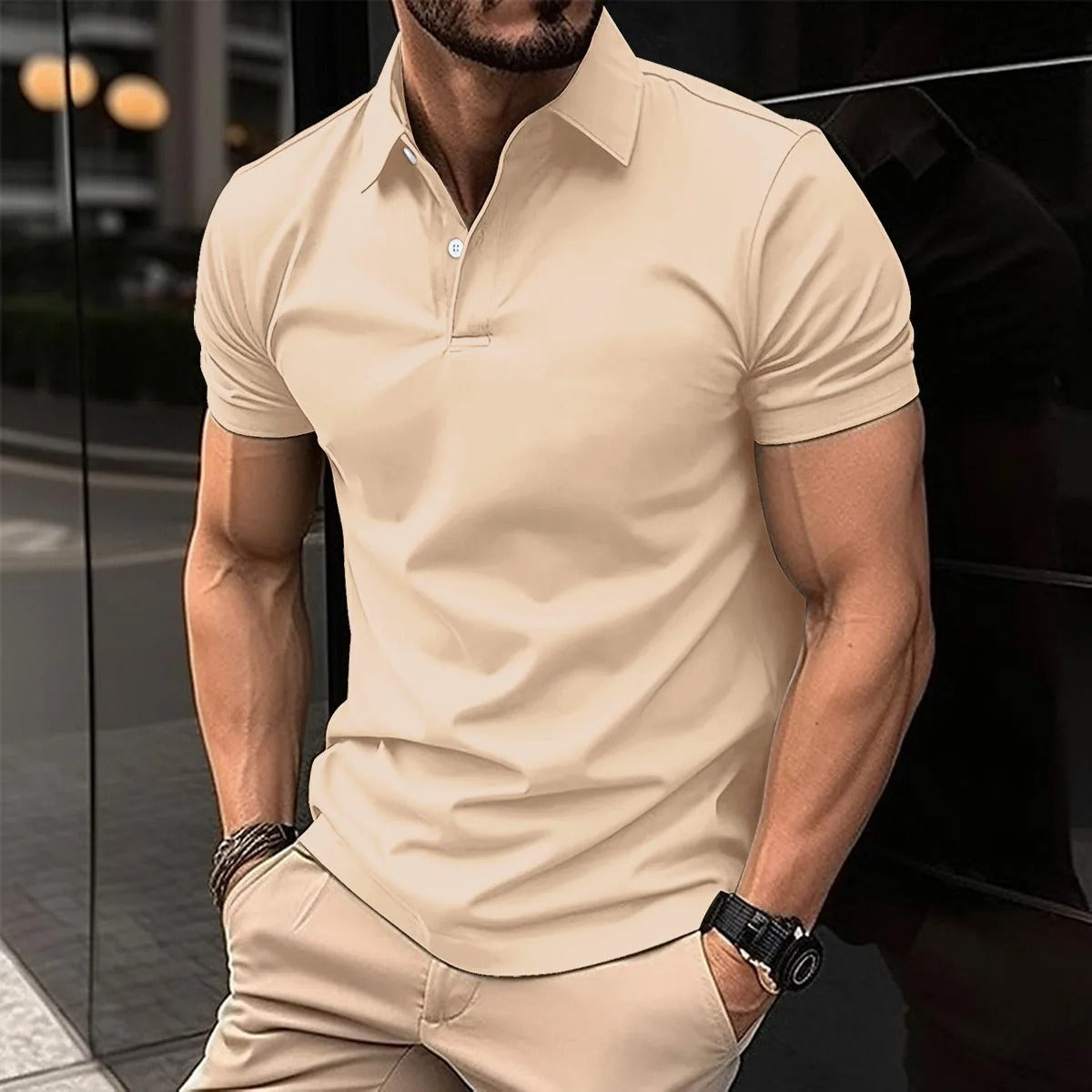 Polo-T-Shirt – halblanger Knopfleiste – Umlegekragen – Polo-Shirts – T-Shirts für Herren-HauteBerlin