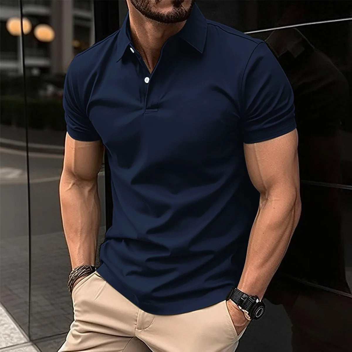 Polo-T-Shirt – halblanger Knopfleiste – Umlegekragen – Polo-Shirts – T-Shirts für Herren-HauteBerlin