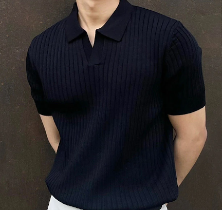 Polohemd - Casual - Kurzarm - Gestricktes Polohemd - Herrenhemden-HauteBerlin
