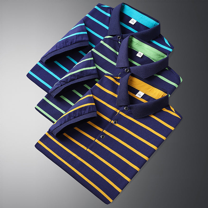 Polohemd - Gestreift - Umlegekragen - Button-Up Polo - Herrenhemden-HauteBerlin