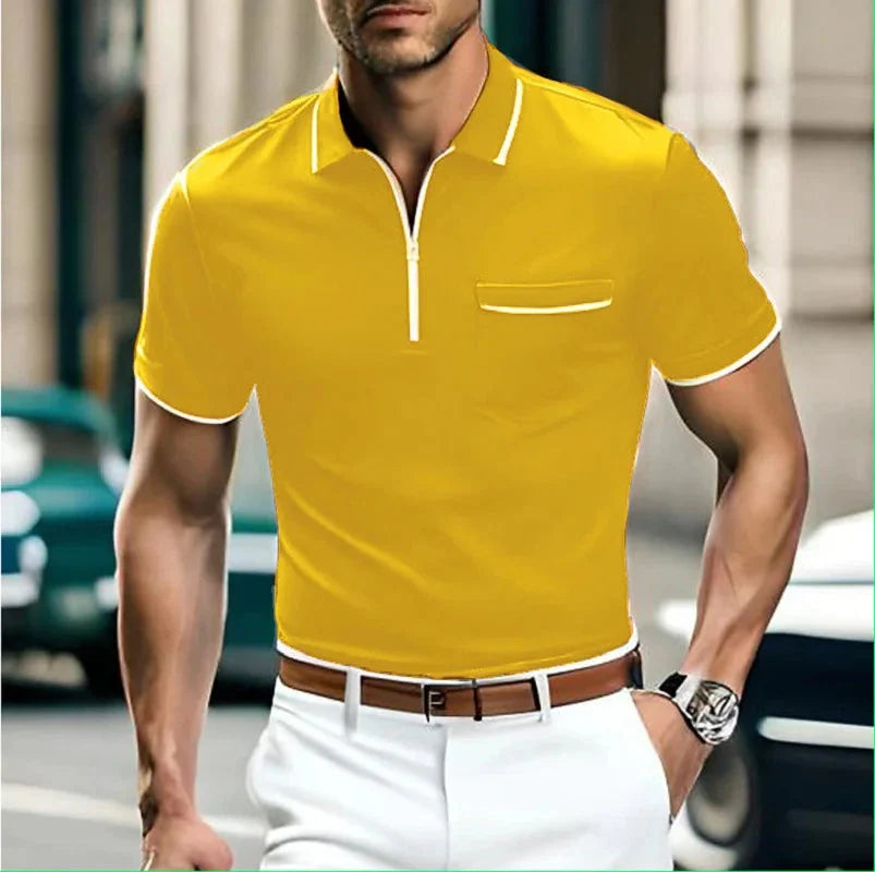 Polohemd - Halber Reißverschluss - Brusttasche - Polo T-Shirt - Herrenhemd-HauteBerlin