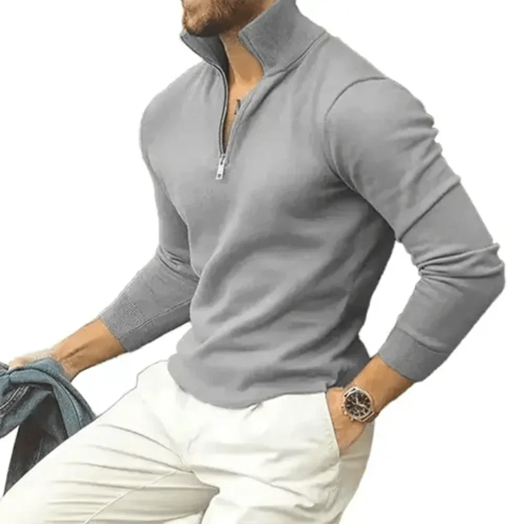 Polopullover | Langarm | Pullover | Quarter Zip Pullover | Herren Quarter Zip Pullover-HauteBerlin
