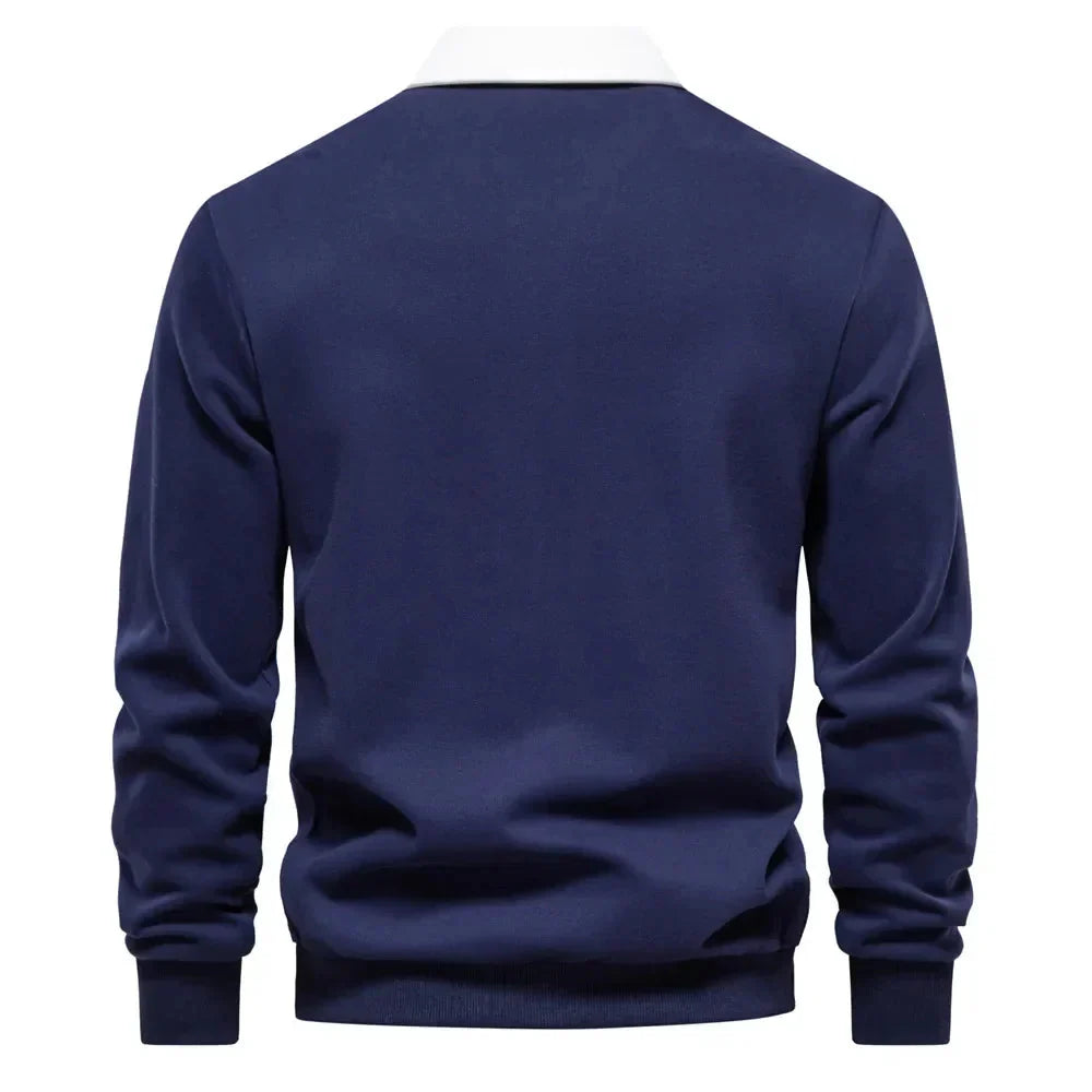 Polopullover - Langarm - Quarter Button-Up - Polopullover - Polohemden für Männer-HauteBerlin