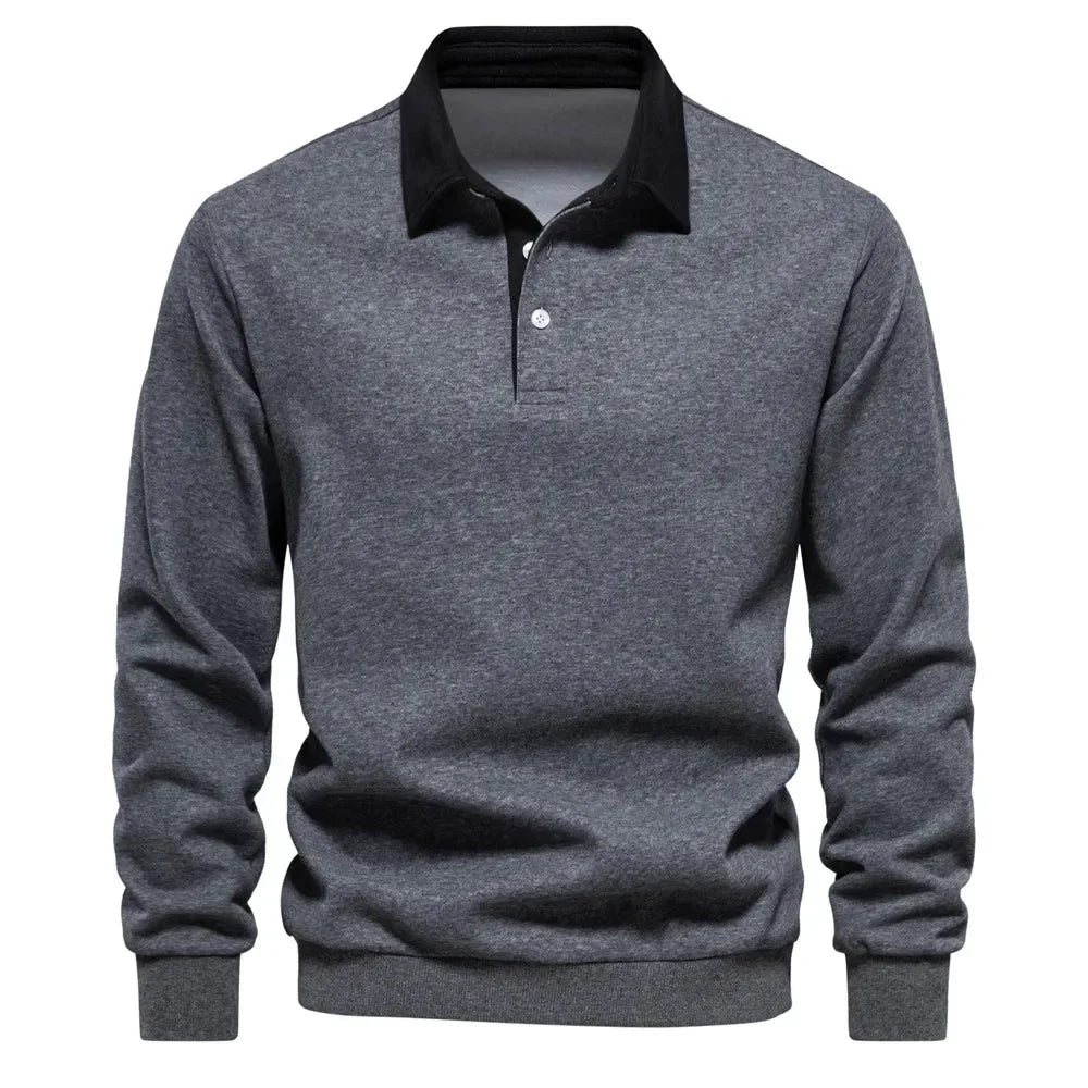 Polopullover - Langarm - Quarter Button-Up - Polopullover - Polohemden für Männer-HauteBerlin