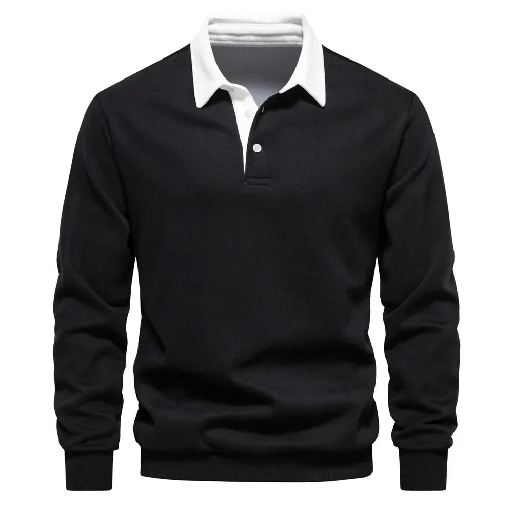 Polopullover - Langarm - Quarter Button-Up - Polopullover - Polohemden für Männer-HauteBerlin
