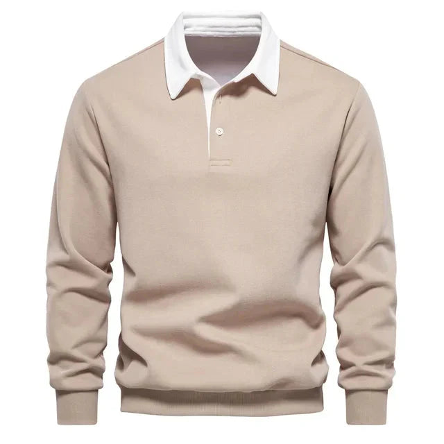 Polopullover - Langarm - Quarter Button-Up - Polopullover - Polohemden für Männer-HauteBerlin